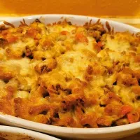 Drehspieß mit Käse überbacken